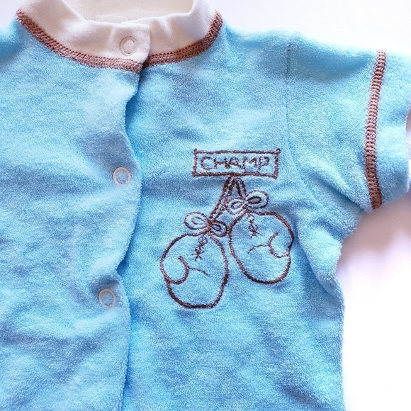 Vintage Carter's Footsie Pajama S Small Champ Boxing Glove One Piece - Picture 2 of 5